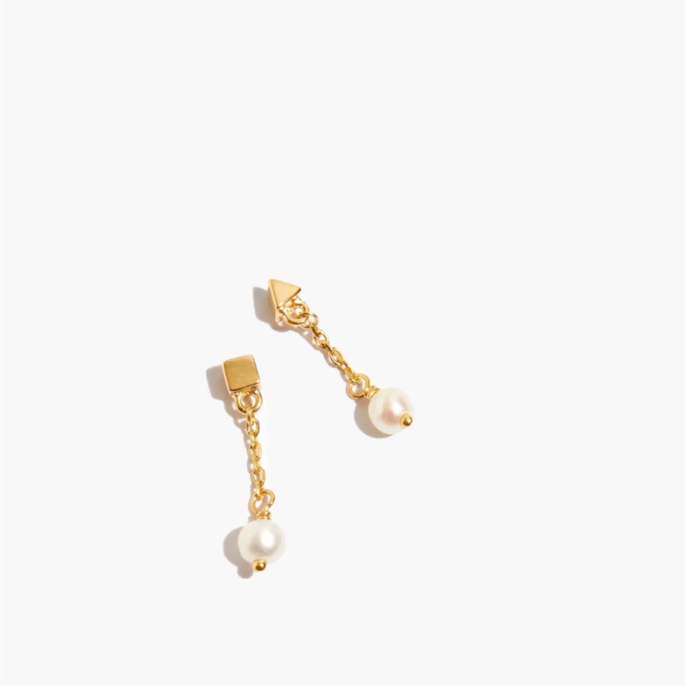 Madewell Delicate Collection Demi-Fine Shapes Freshwater Pearl Drop Earrings